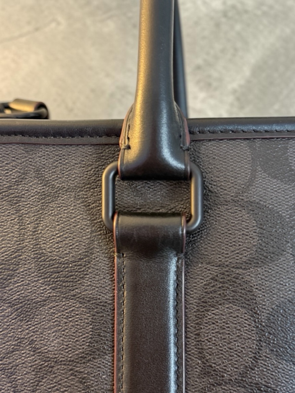 Coach Perry Business Tote F23211 Black Charcoal Signature Oxblood Unisex - Picture 7 of 10